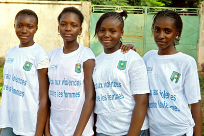 Young girls at the launch of the free hotline for reporting reporting gender-based violence in Mali. Photo: Mali National Police